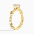 Cushion Luxe Twisted Vine Lab Diamond Engagement Ring In 14K Yellow Gold, Angle View