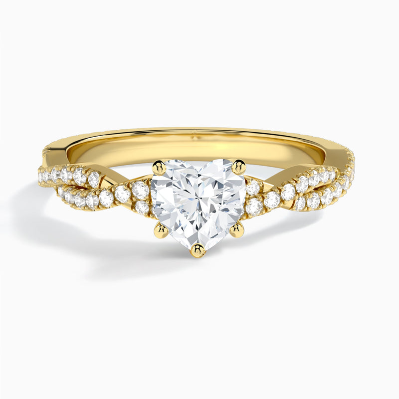 Heart Luxe Twisted Vine Lab Diamond Engagement Ring In 18K Yellow Gold - Lucenjuri