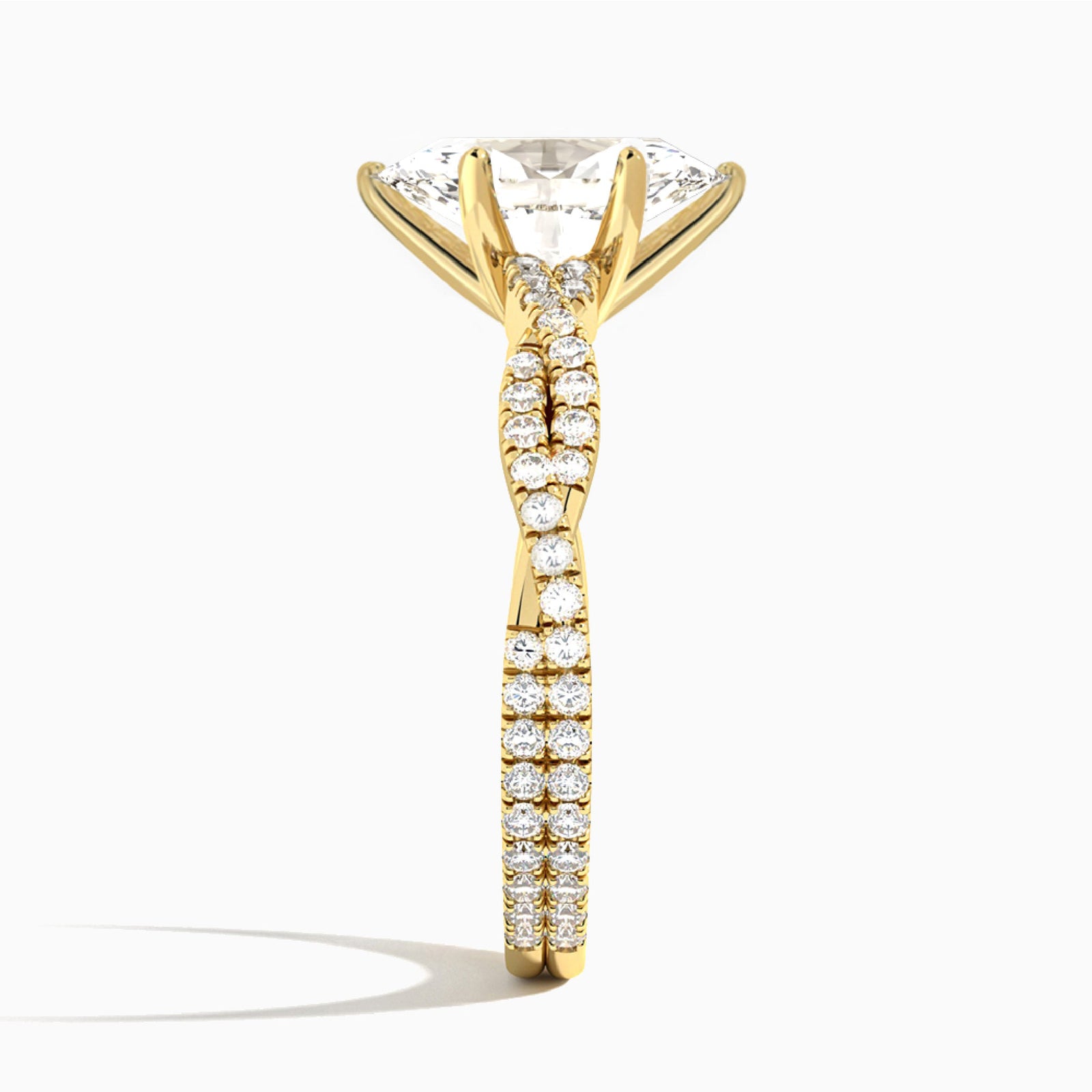 Marquise Luxe Twisted Vine Lab Diamond Engagement Ring In 14K Yellow Gold, Side View