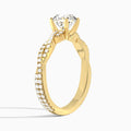 Round Luxe Twisted Vine Lab Diamond Engagement Ring In 14K Yellow Gold, Angle View