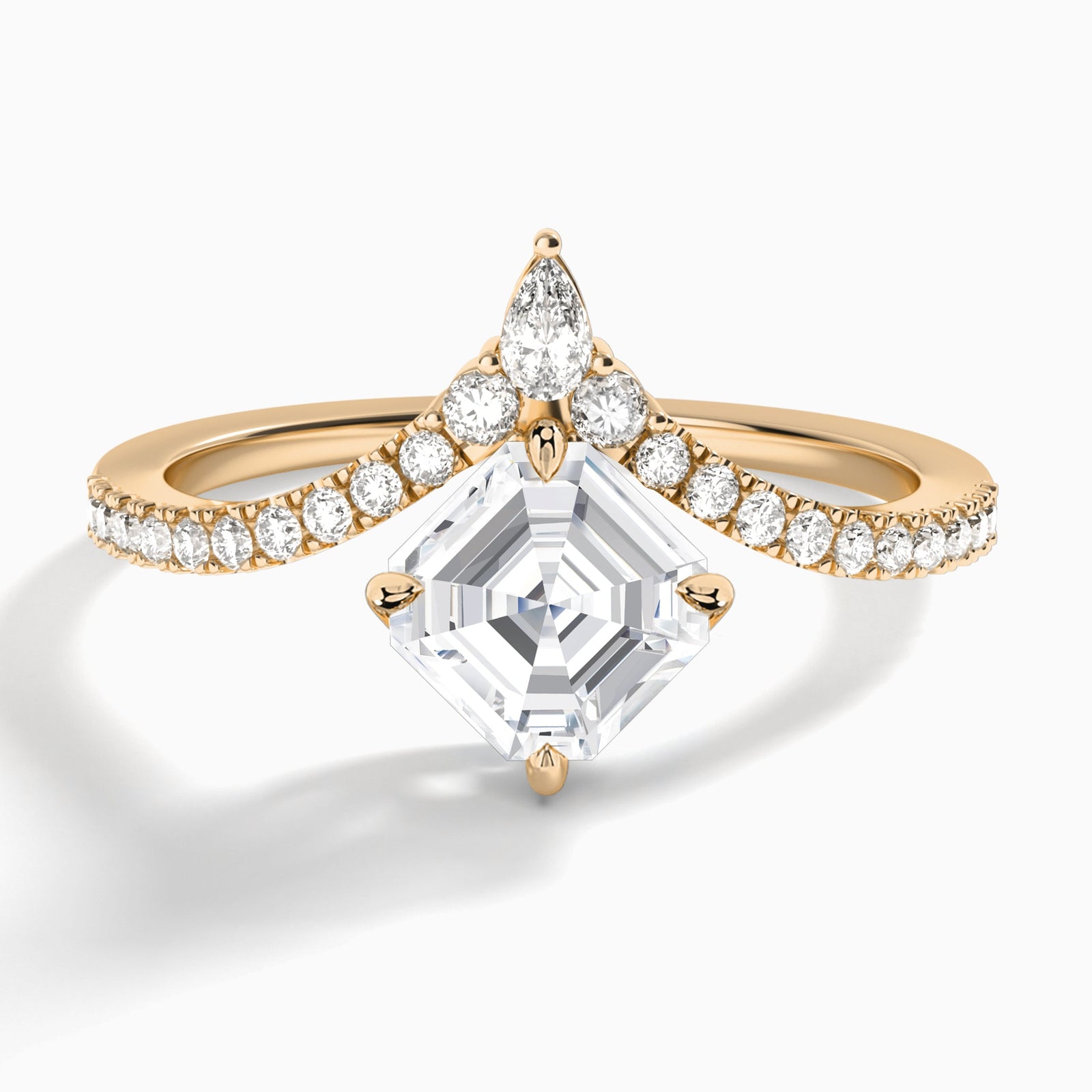 Asscher Nova Lab Grown Diamond Engagement Ring In 14K Rose Gold - Lucenjuri
