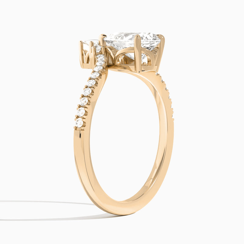 Pear Nova Lab Grown Diamond Engagement Ring In 14K Rose Gold, Angle View