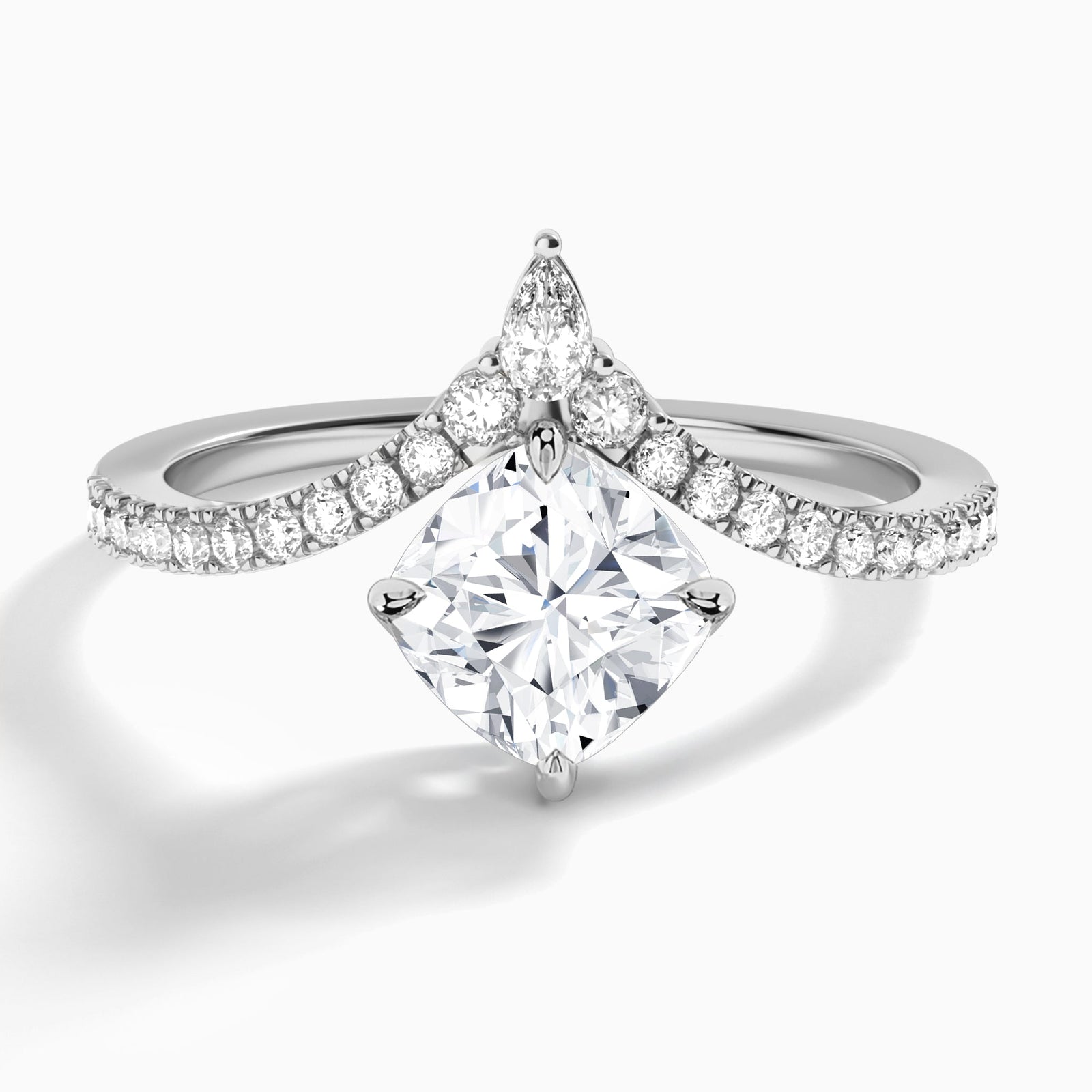 Cushion Nova Lab Grown Diamond Engagement Ring In 14K White Gold - Lucenjuri