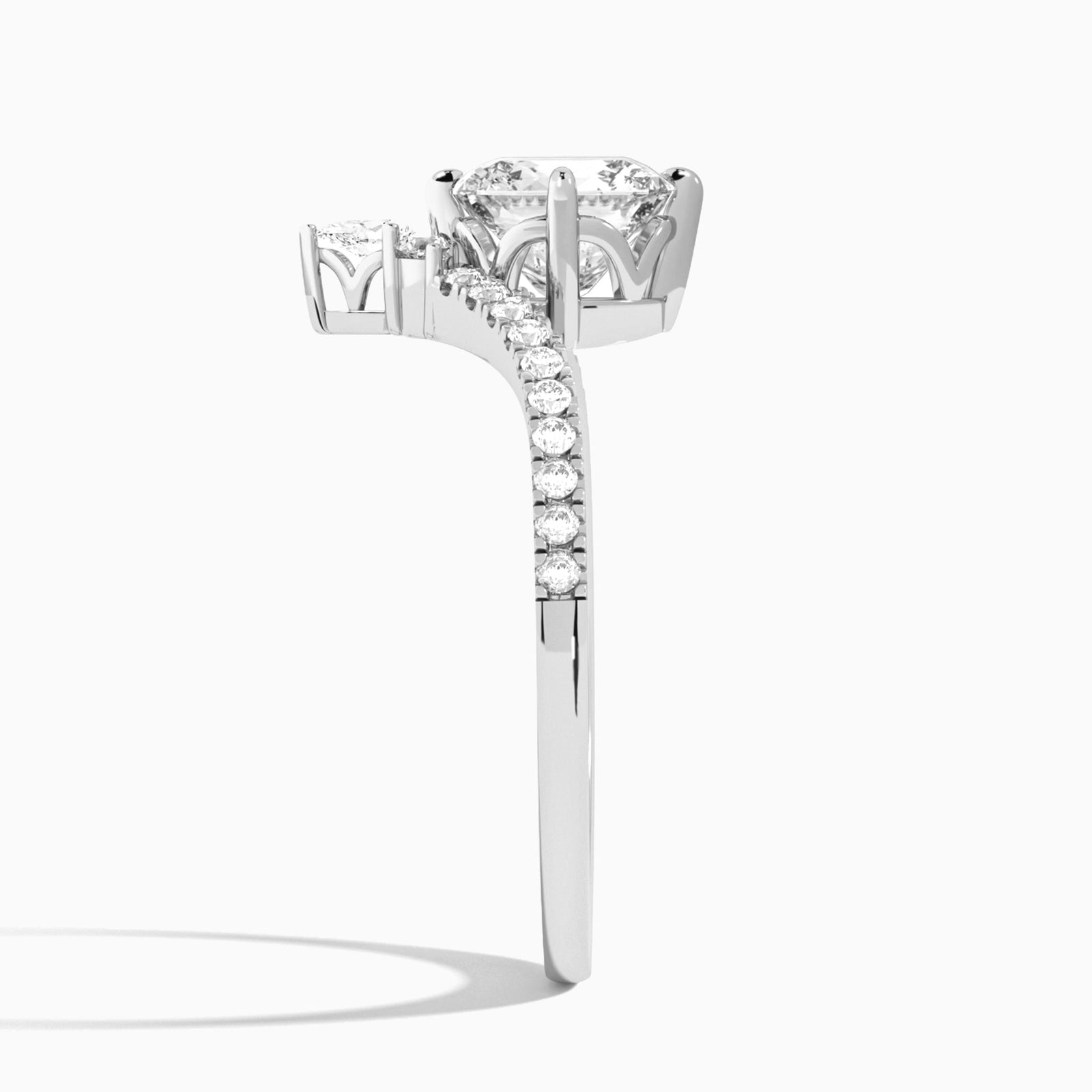 Cushion Nova Lab Grown Diamond Engagement Ring In 14K White Gold, Side View