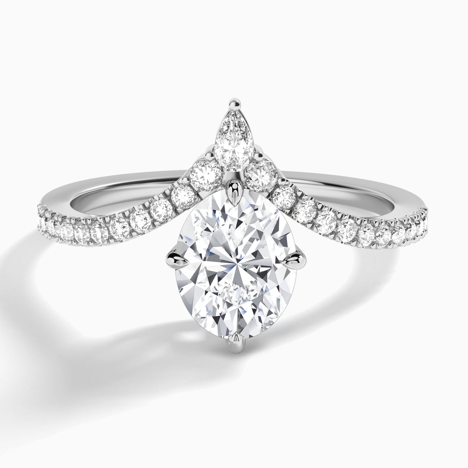 Oval Nova Lab Grown Diamond Engagement Ring In 18K White Gold - Lucenjuri