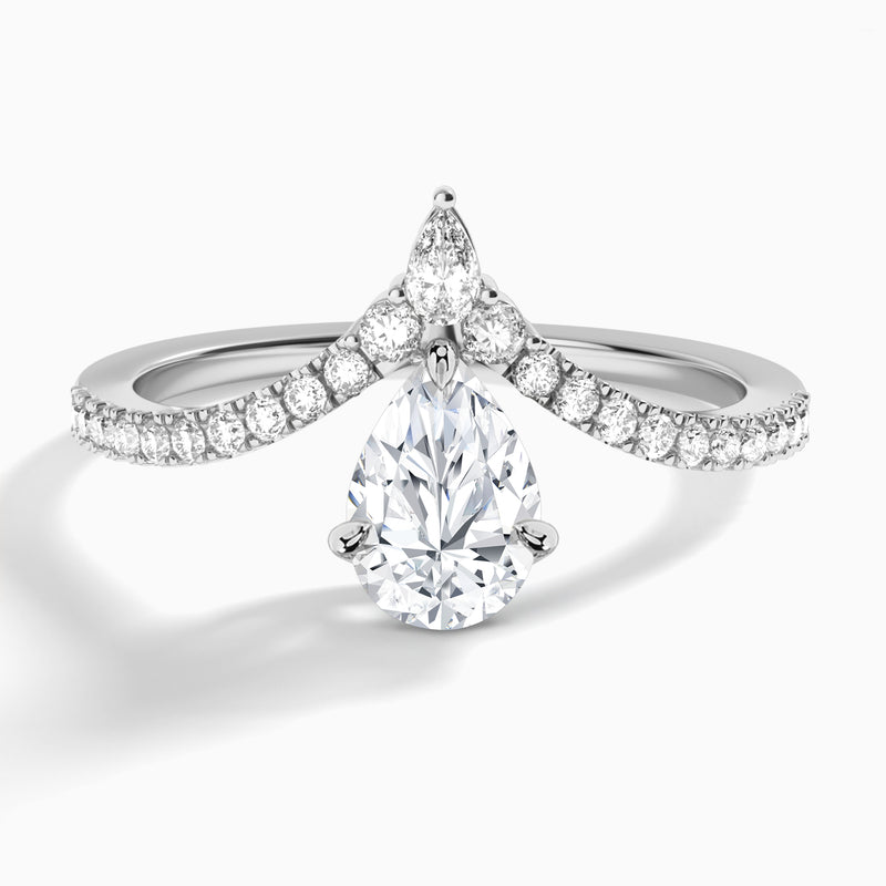 Pear Nova Lab Grown Diamond Engagement Ring In 18K White Gold - Lucenjuri
