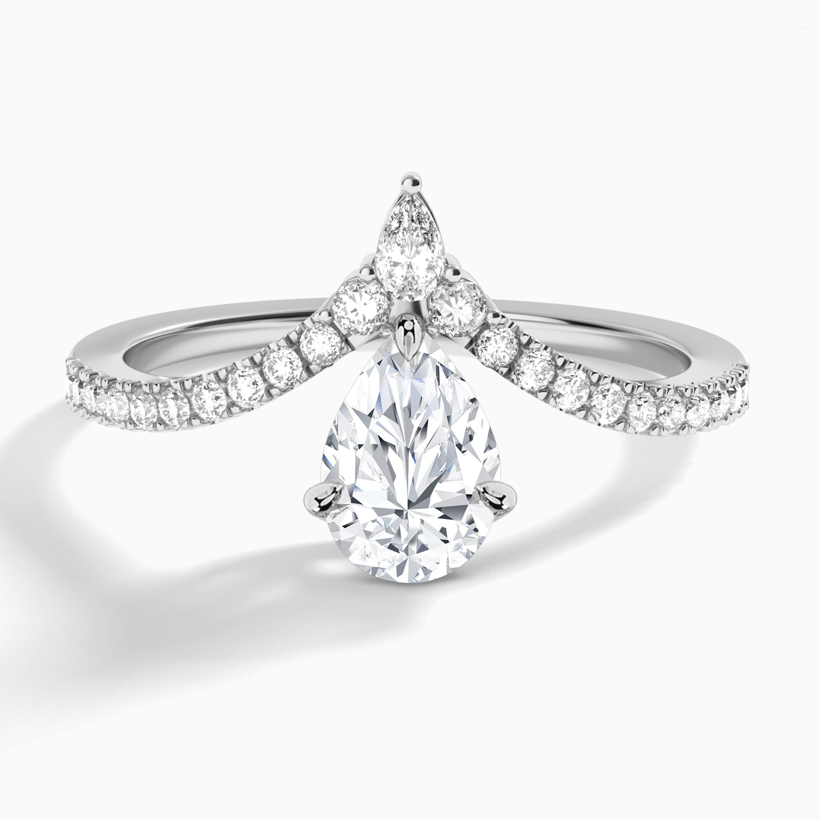 Pear Nova Lab Grown Diamond Engagement Ring In 18K White Gold - Lucenjuri