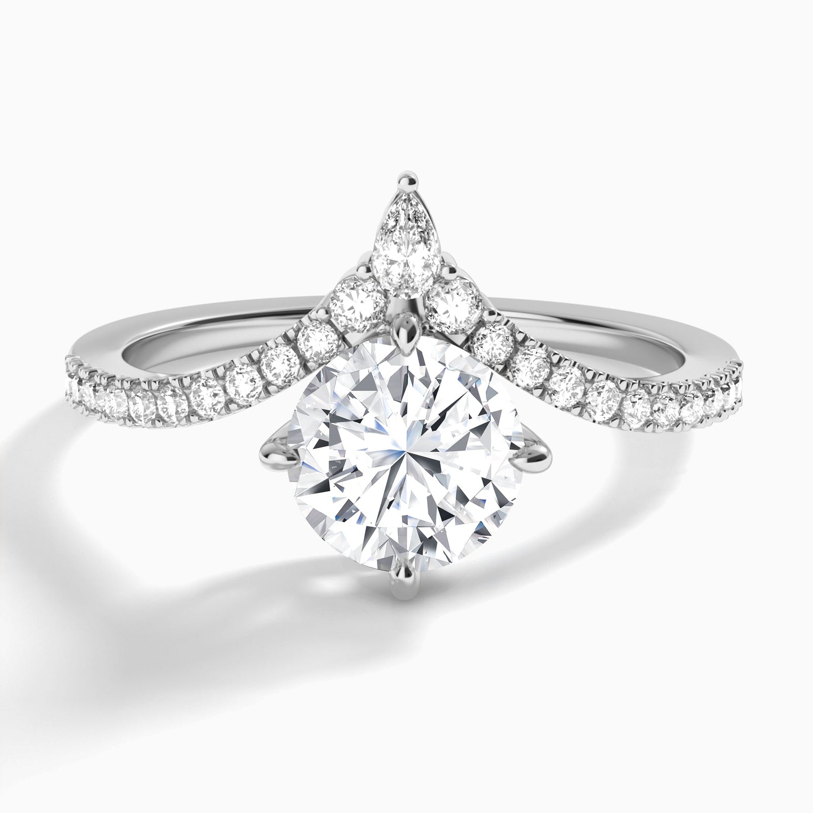 Round Nova Lab Grown Diamond Engagement Ring In 18K White Gold - Lucenjuri