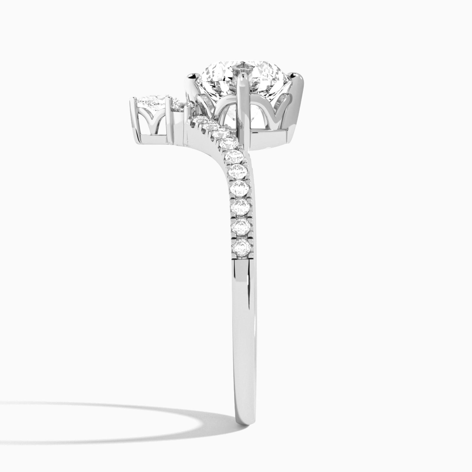 Round Nova Lab Grown Diamond Engagement Ring In 18K White Gold, Side View