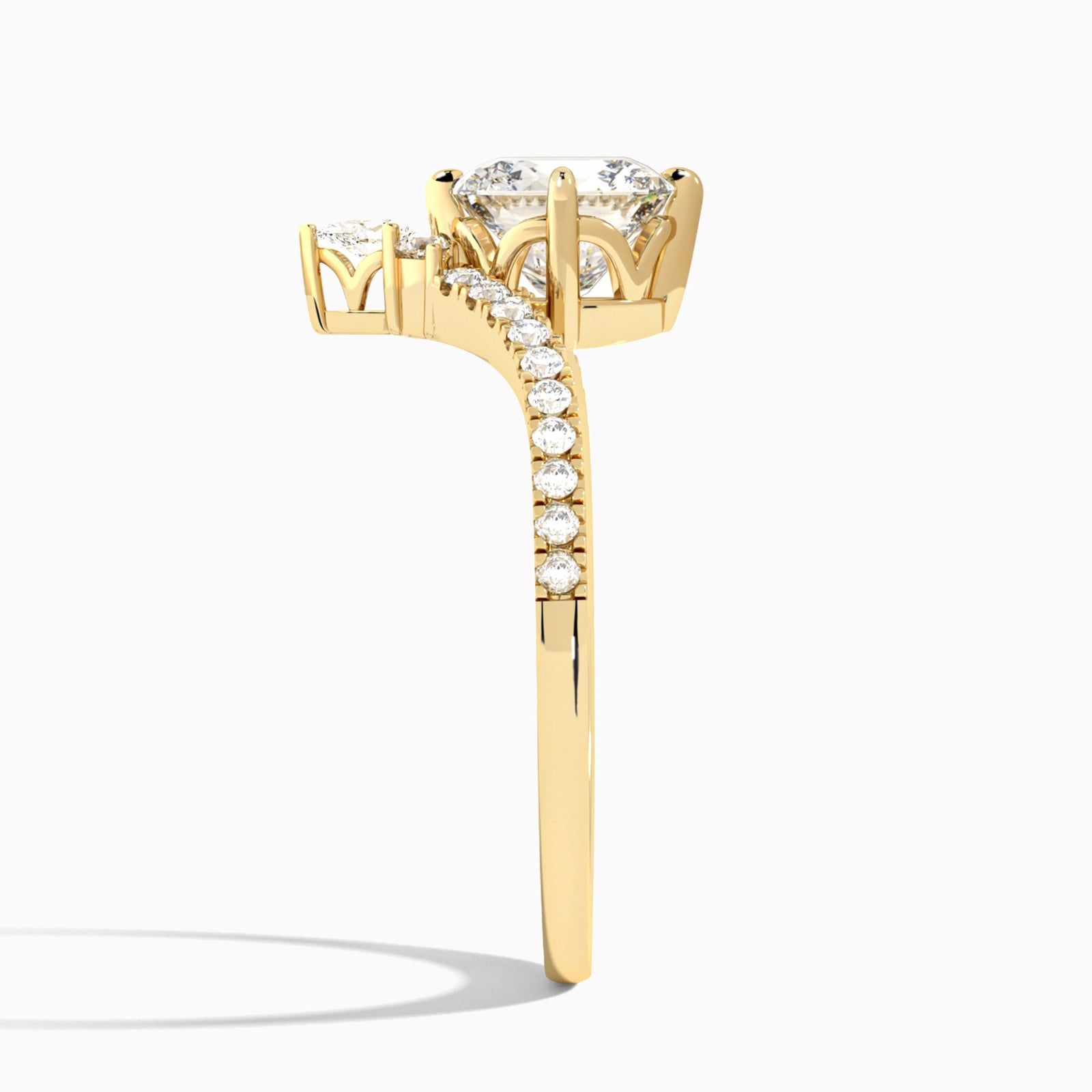 Cushion Nova Lab Grown Diamond Engagement Ring In 14K Yellow Gold, Side View