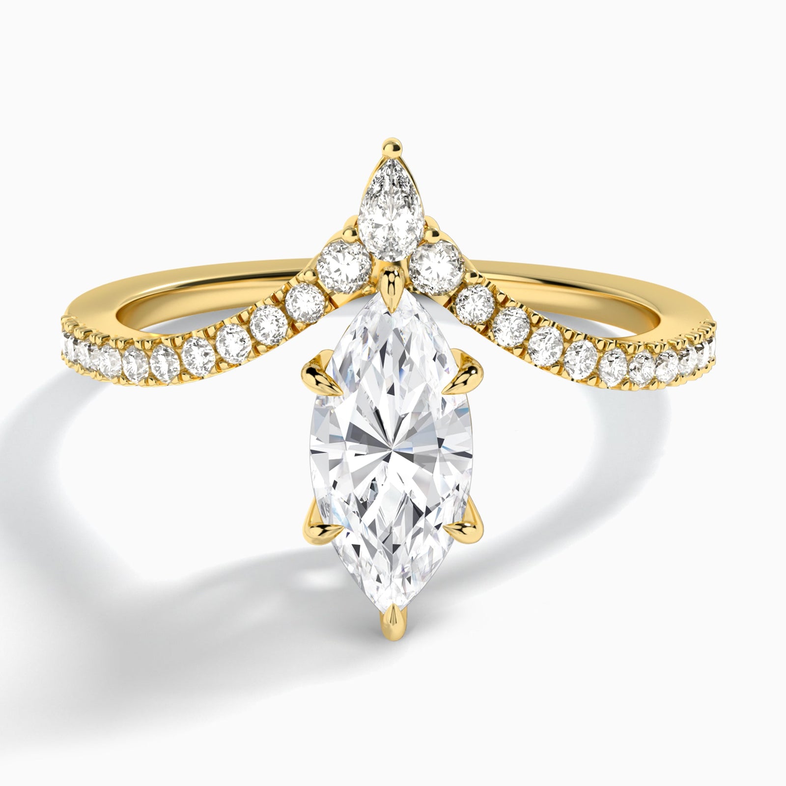 Marquise Nova Lab Grown Diamond Engagement Ring In 14K Yellow Gold - Lucenjuri