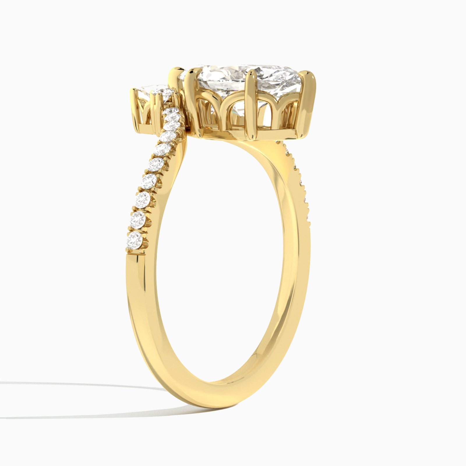 Marquise Nova Lab Grown Diamond Engagement Ring In 14K Yellow Gold, Angle View