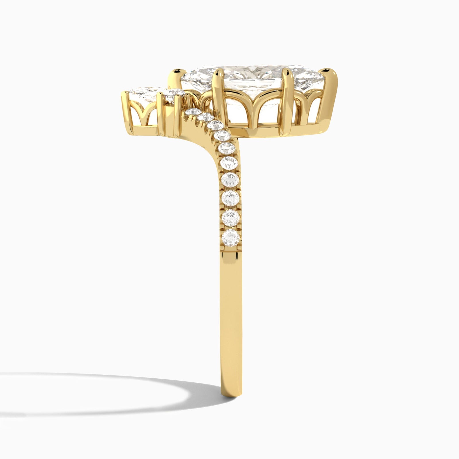 Marquise Nova Lab Grown Diamond Engagement Ring In 14K Yellow Gold, Side View