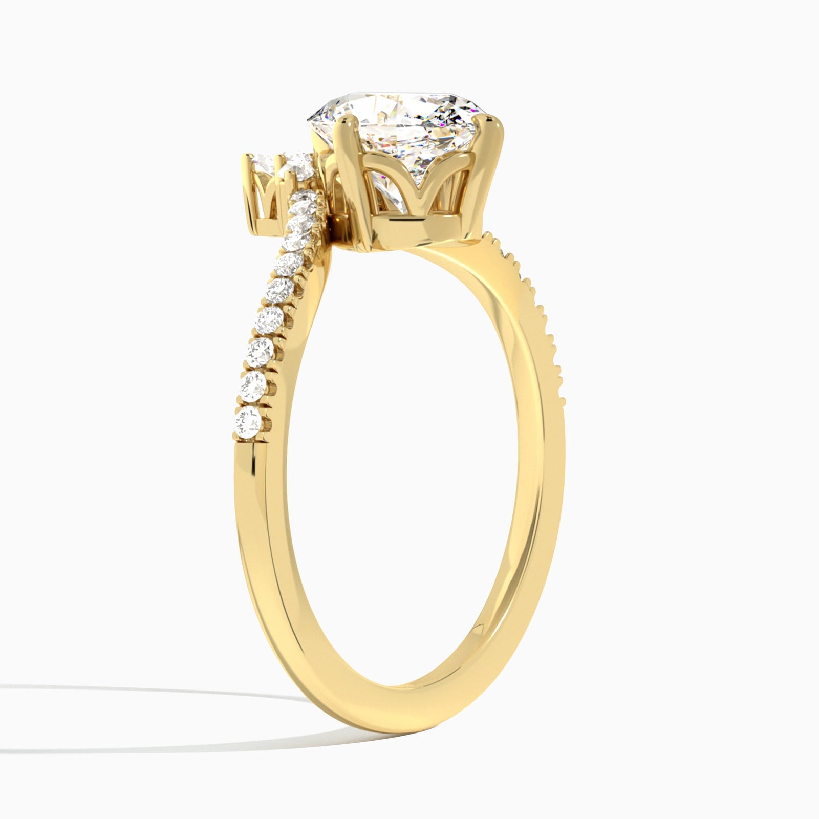 Oval Nova Lab Grown Diamond Engagement Ring In 18K Yellow Gold, Angle View