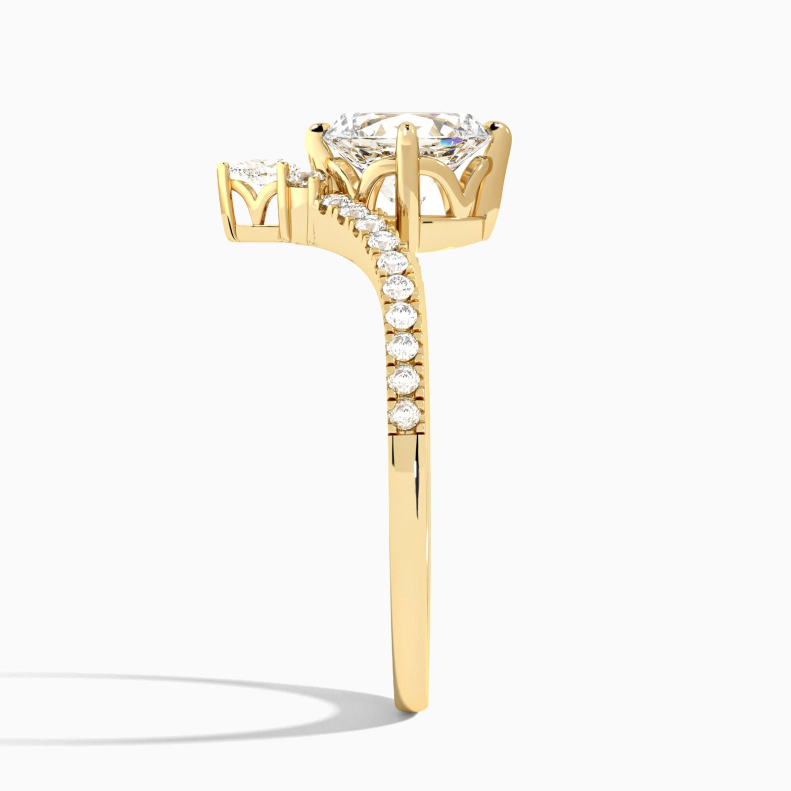 Oval Nova Lab Grown Diamond Engagement Ring In 18K Yellow Gold, Side View