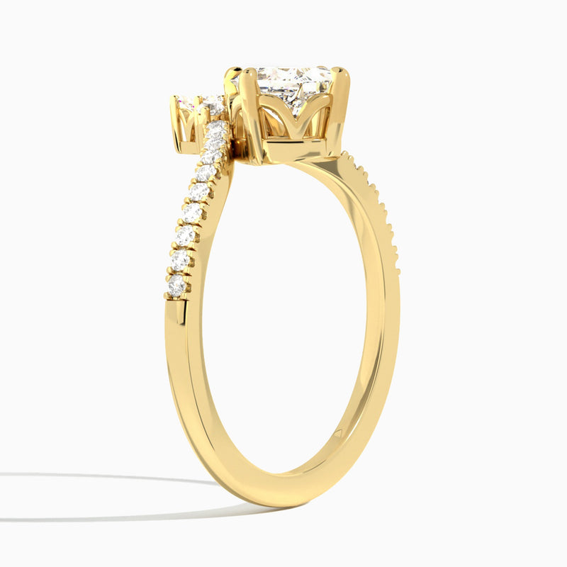 Princess Nova Lab Grown Diamond Engagement Ring In 18K Yellow Gold, Angle View