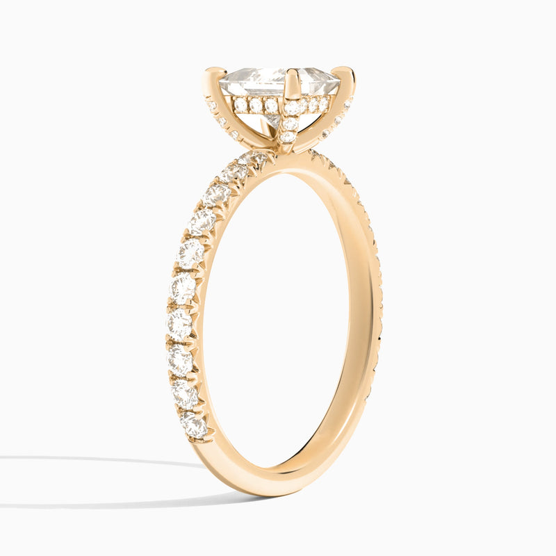 Princess Artemis Lab Grown Diamond Engagement Ring In 14K Rose Gold, Angle View