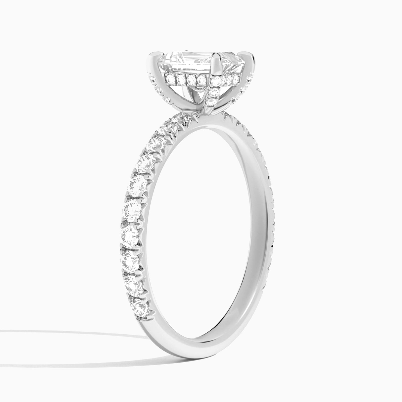 Radiant Artemis Lab Grown Diamond Engagement Ring In 14K White Gold, Angle View