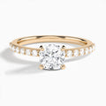 Cushion Petite Classic Lab Grown Diamond Engagement Ring In 14K Rose Gold - Lucenjuri
