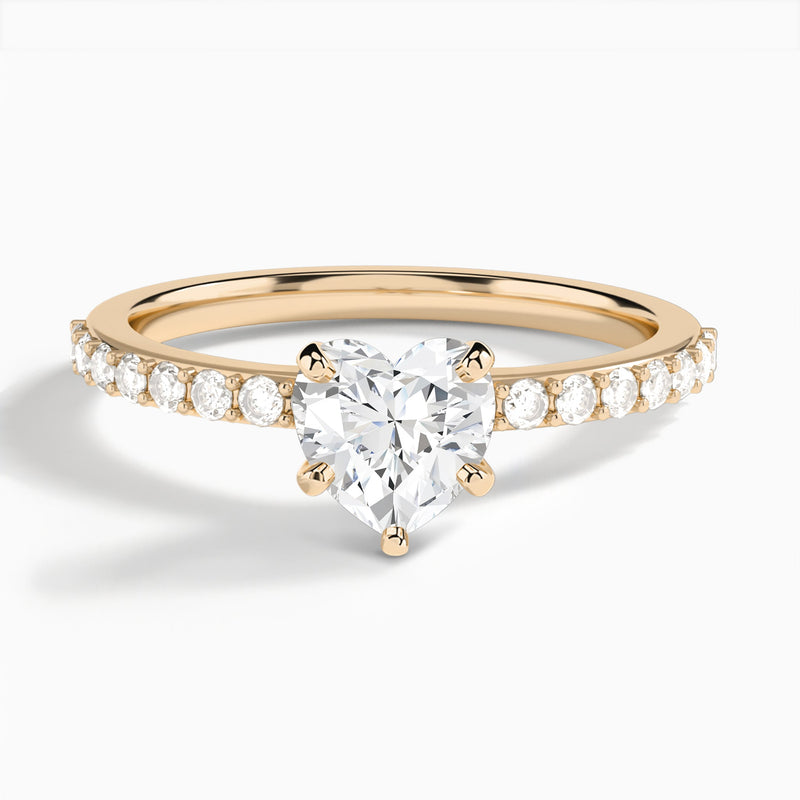 Heart Petite Classic Lab Grown Diamond Engagement Ring In 14K Rose Gold - Lucenjuri