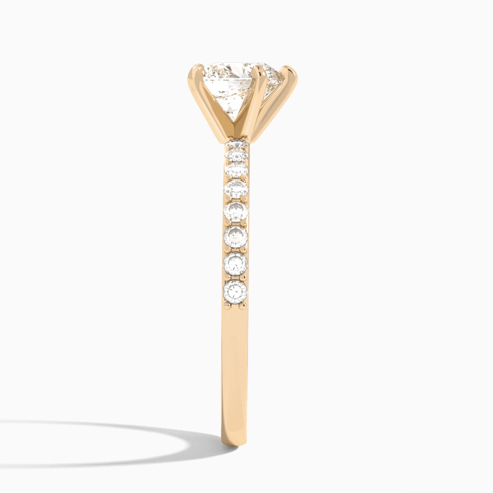 Heart Petite Classic Lab Grown Diamond Engagement Ring In 14K Rose Gold, Side View