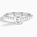Asscher Petite Classic Lab Diamond Engagement Ring In 18K White Gold - Lucenjuri