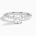 Cushion Petite Classic Lab Diamond Engagement Ring In 14K White Gold - Lucenjuri