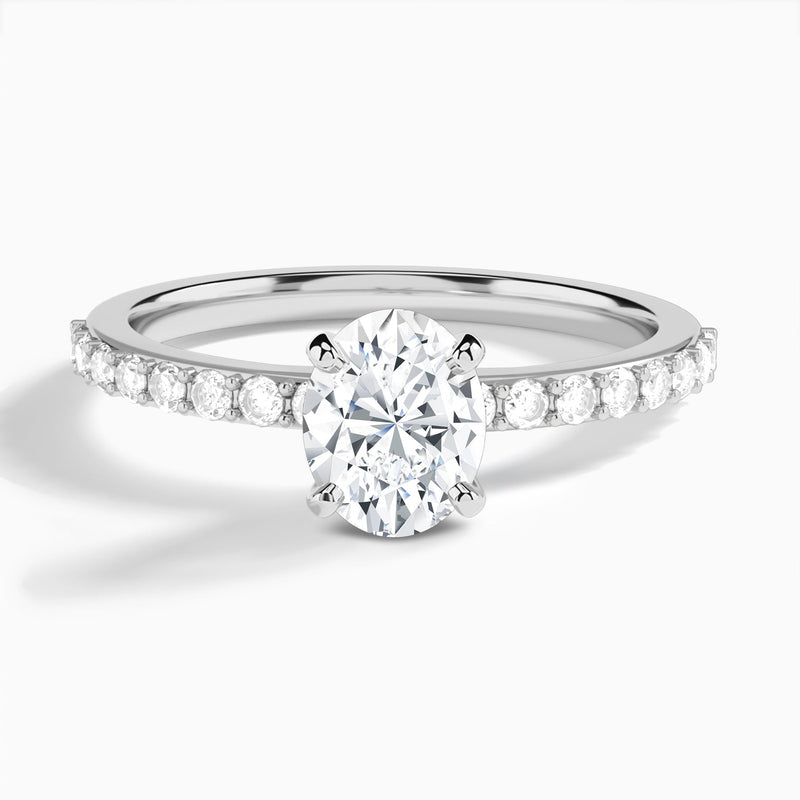 Oval Petite Classic Lab Diamond Engagement Ring In 14K White Gold - Lucenjuri