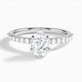 Pear Petite Classic Lab Diamond Engagement Ring In 14K White Gold - Lucenjuri