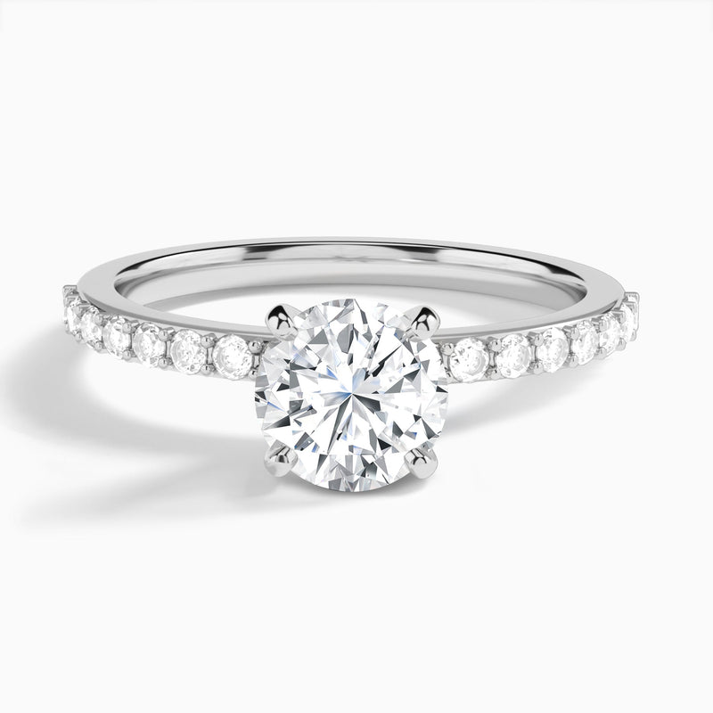 Round Petite Classic Lab Diamond Engagement Ring In 14K White Gold - Lucenjuri