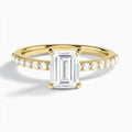 Emerald Petite Classic Lab Diamond Engagement Ring In 18K Yellow Gold - Lucenjuri