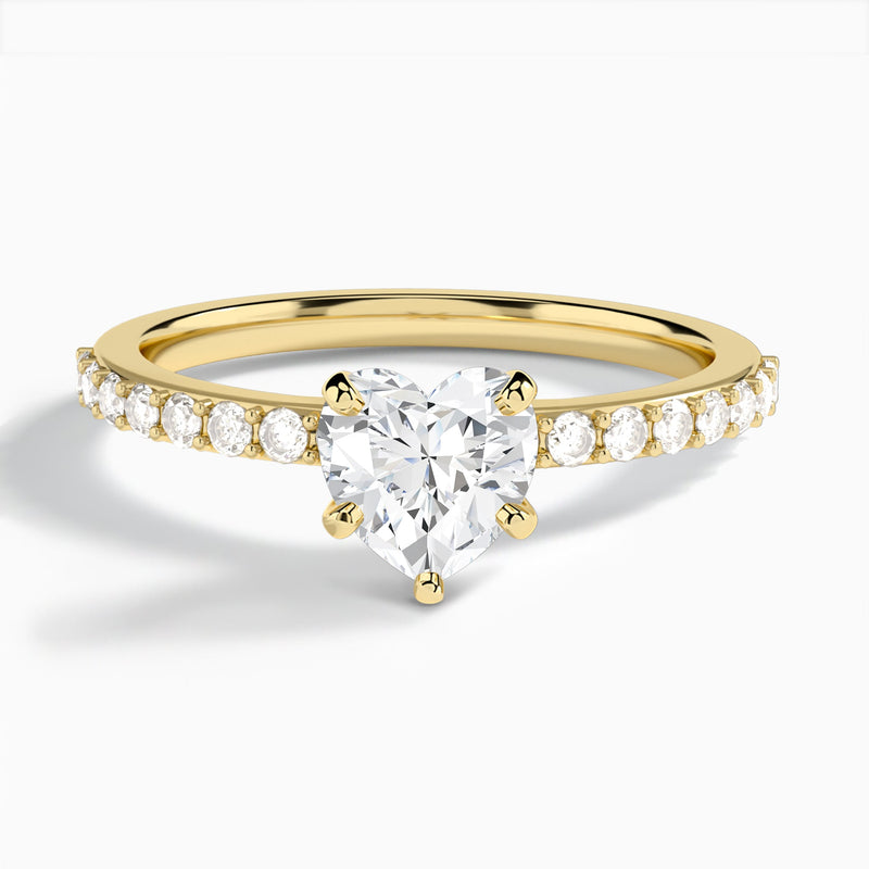 Heart Petite Classic Lab Diamond Engagement Ring In 18K Yellow Gold - Lucenjuri