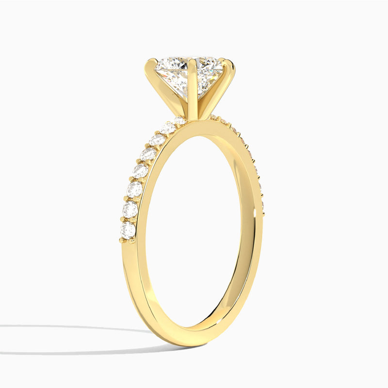 Heart Petite Classic Lab Diamond Engagement Ring In 14K Yellow Gold, Angle View