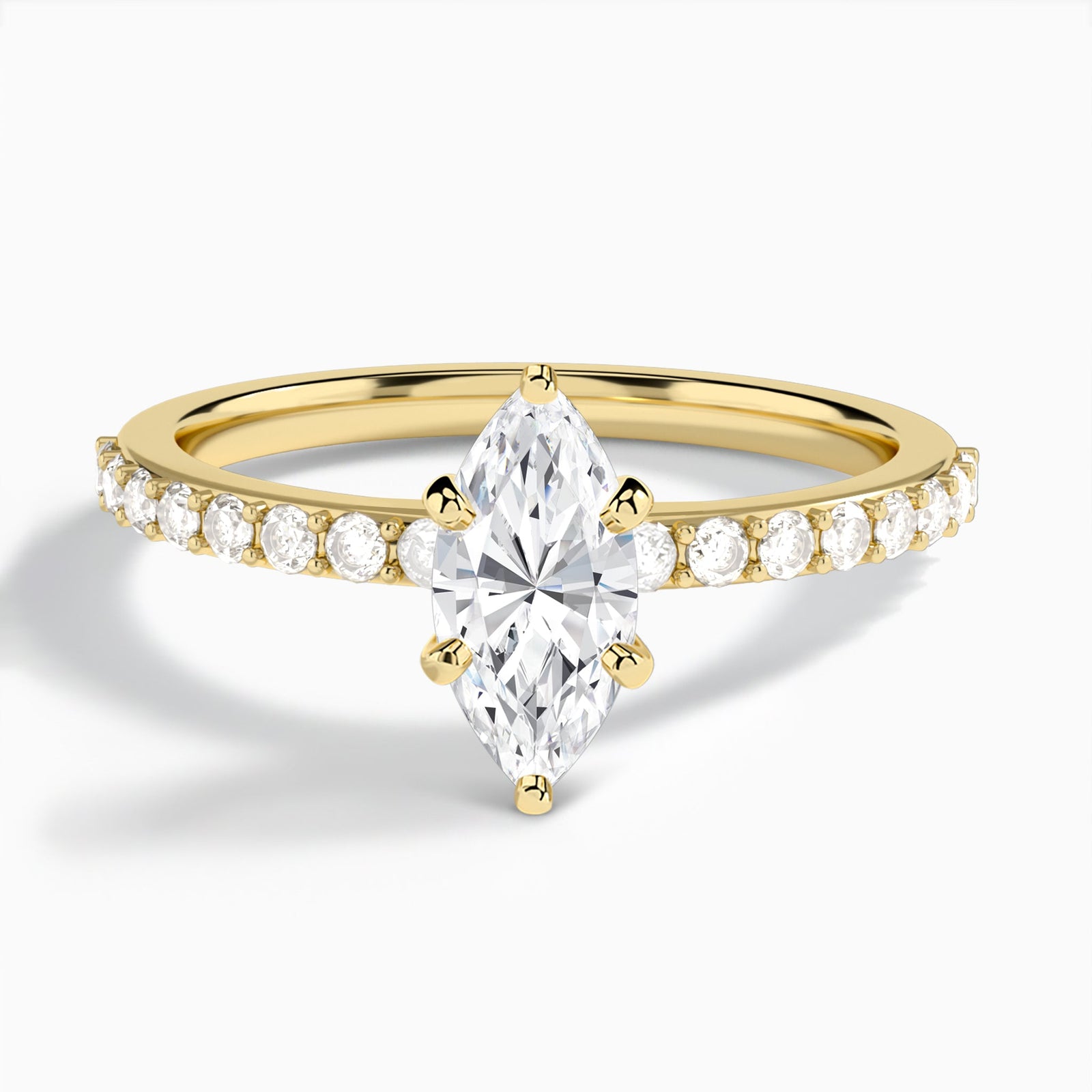 Marquise Petite Classic Lab Diamond Engagement Ring In 14K Yellow Gold - Lucenjuri