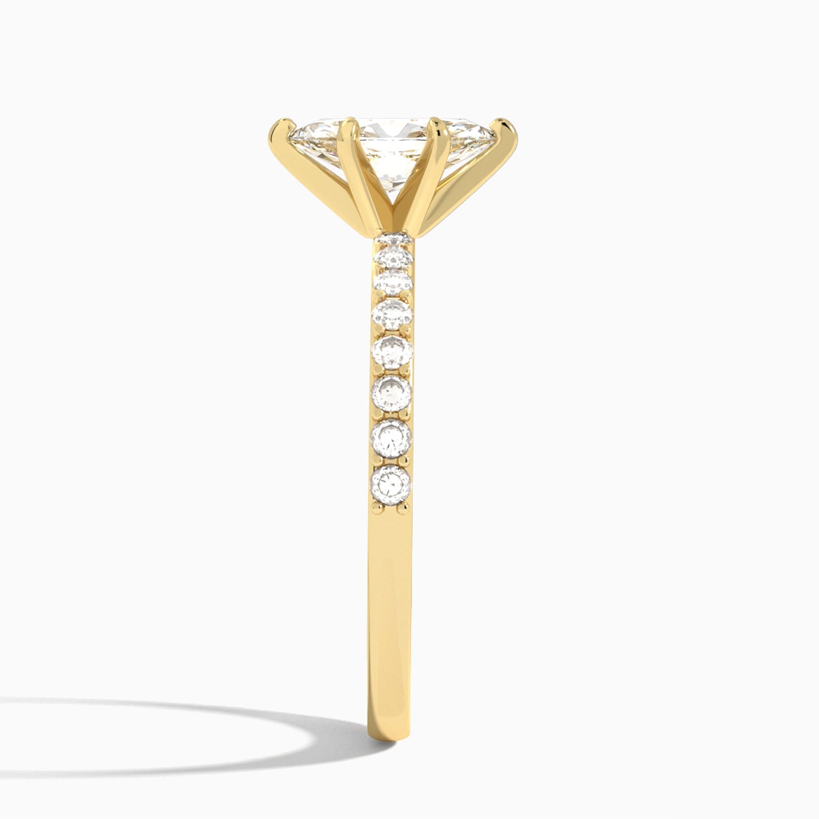 Marquise Petite Classic Lab Diamond Engagement Ring In 14K Yellow Gold, Side View