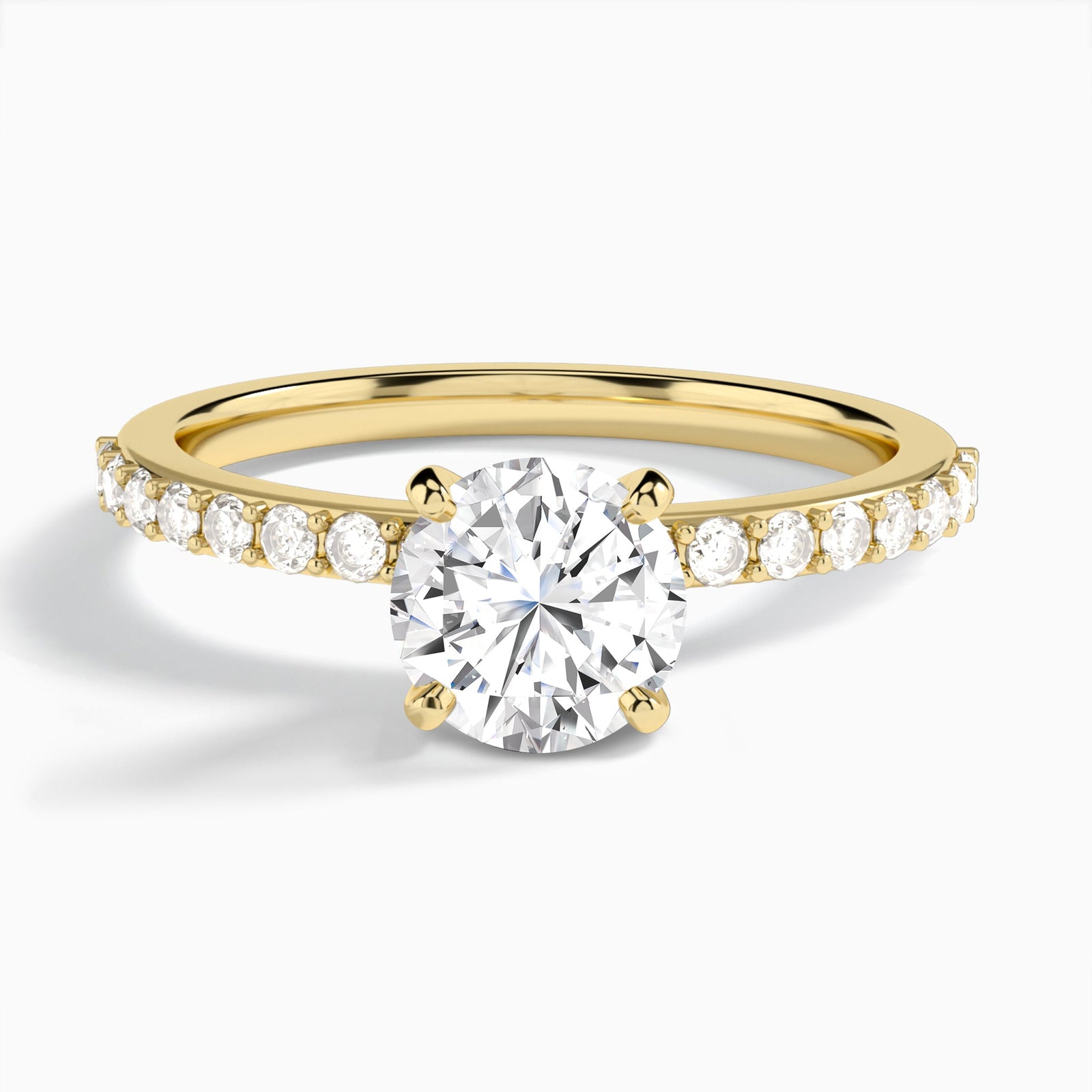 Round Petite Classic Lab Diamond Engagement Ring In 14K Yellow Gold - Lucenjuri