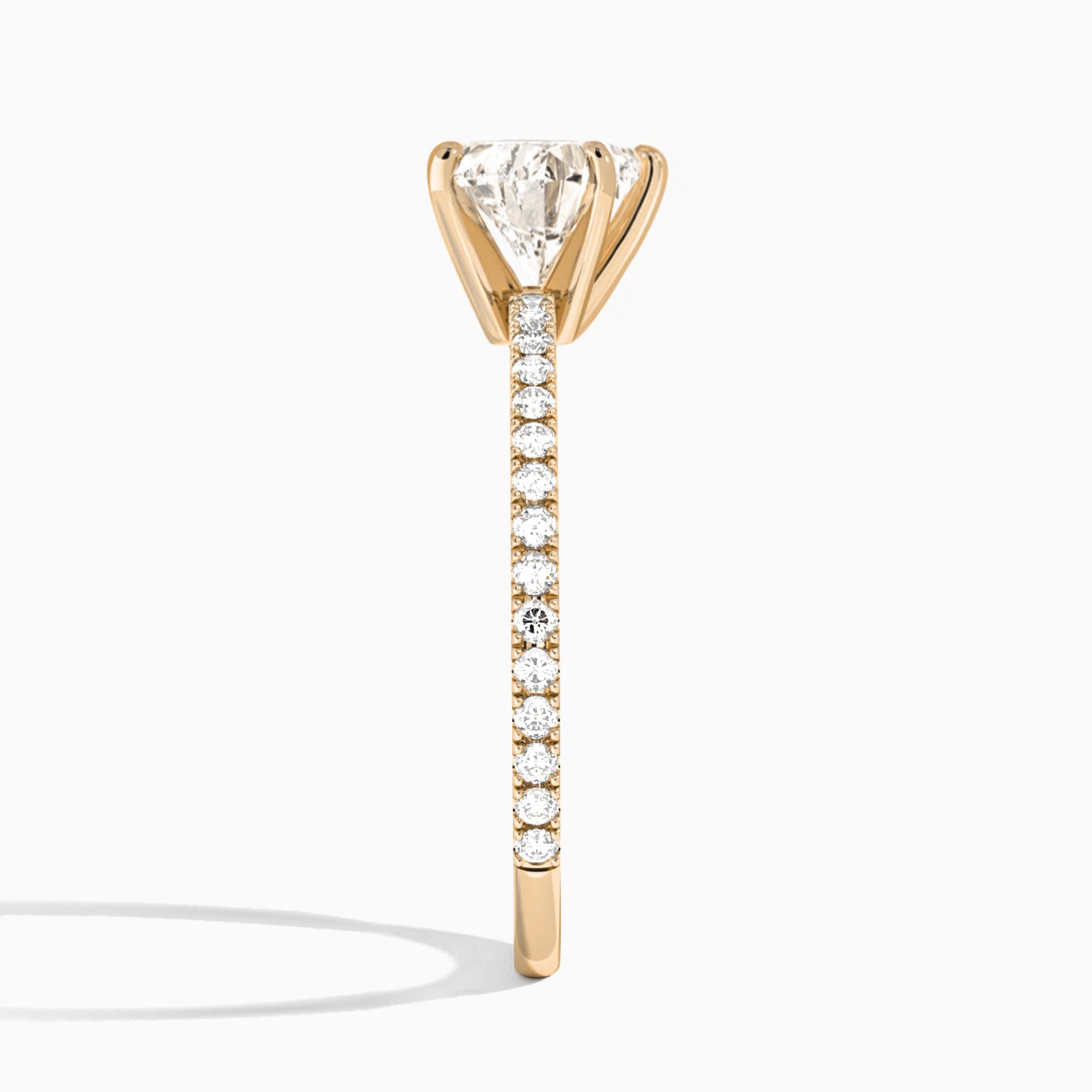 Heart Luxe Belle Lab Grown Diamond Engagement Ring In 14K Rose Gold, Side View