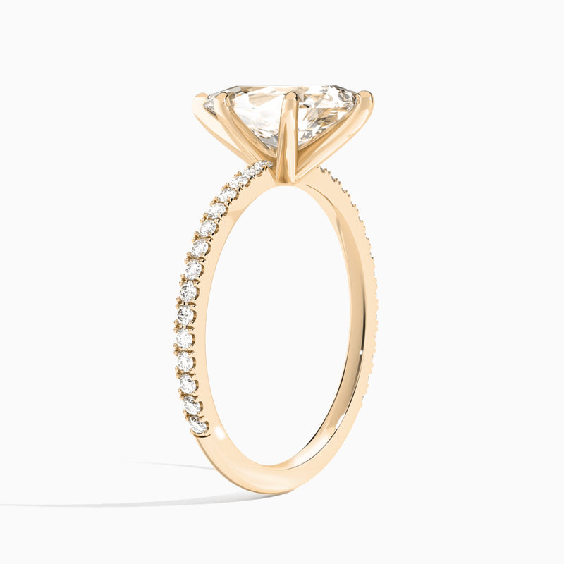 Pear Luxe Belle Lab Grown Diamond Engagement Ring In 14K Rose Gold, Angle View
