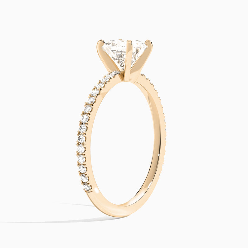 Princess Luxe Belle Lab Grown Diamond Engagement Ring In 14K Rose Gold, Angle View