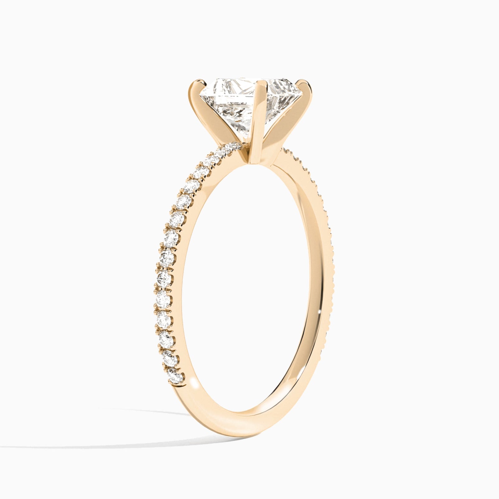 Radiant Luxe Belle Lab Grown Diamond Engagement Ring In 14K Rose Gold, Angle View