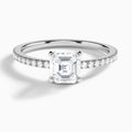 Asscher Luxe Belle Lab Grown Diamond Engagement Ring In 18K White Gold - Lucenjuri