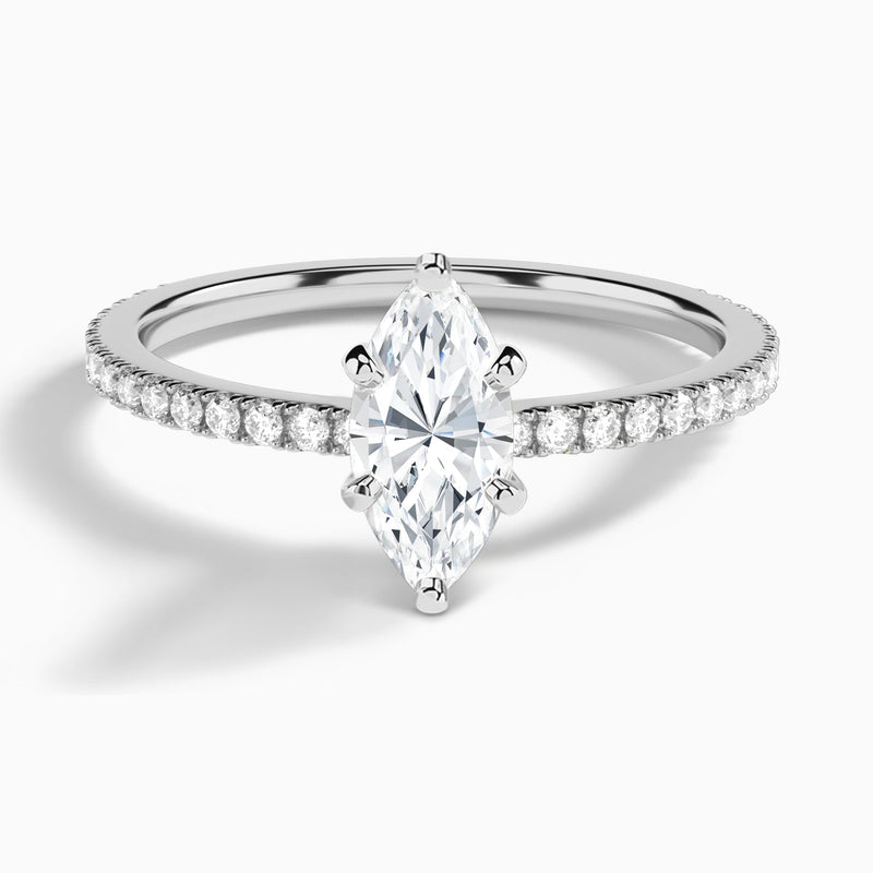Marquise Luxe Belle Lab Grown Diamond Engagement Ring In 18K White Gold - Lucenjuri