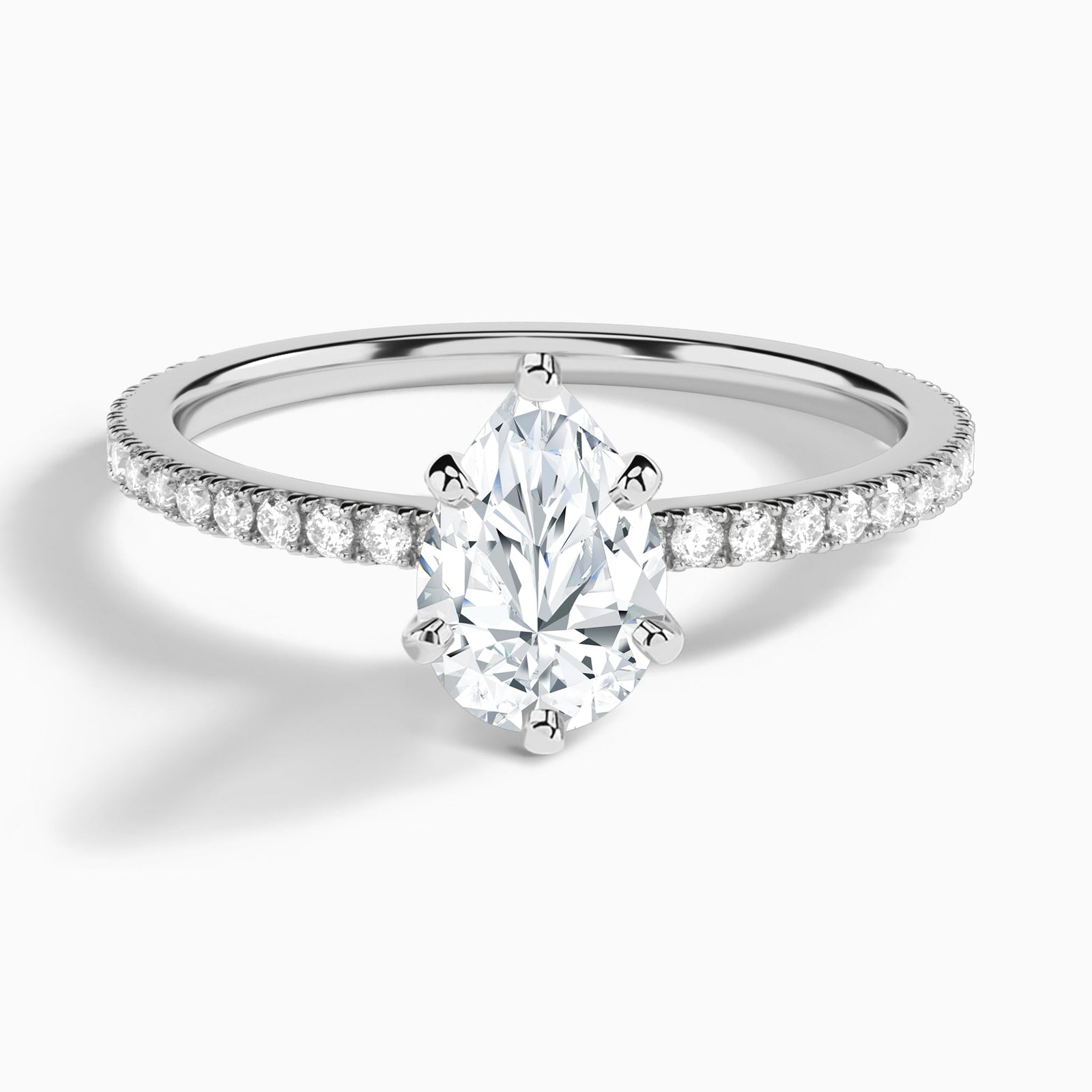 Pear Luxe Belle Lab Grown Diamond Engagement Ring In 14K White Gold - Lucenjuri