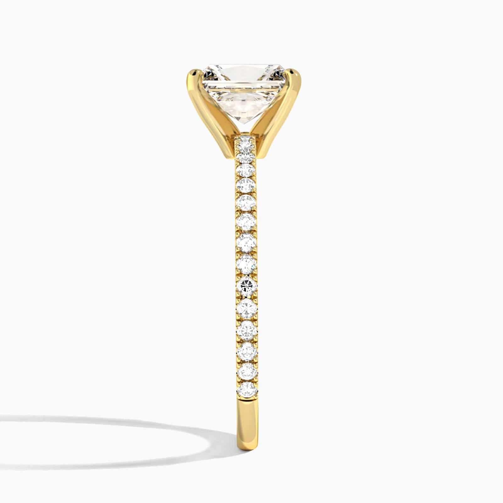 Radiant Luxe Belle Lab Grown Diamond Engagement Ring In 18K Yellow Gold, Side View