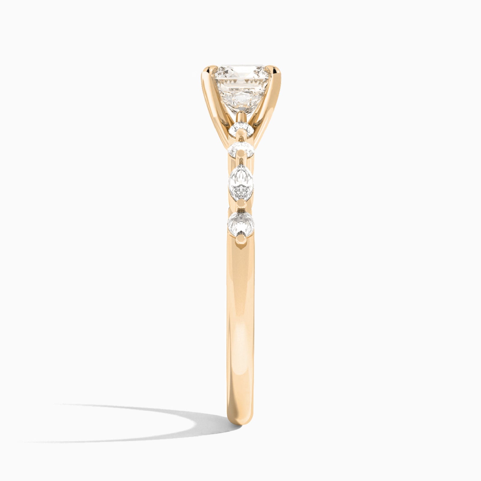 Cushion Chateau Lab Grown Diamond Engagement Ring In 14K Rose Gold, Side View