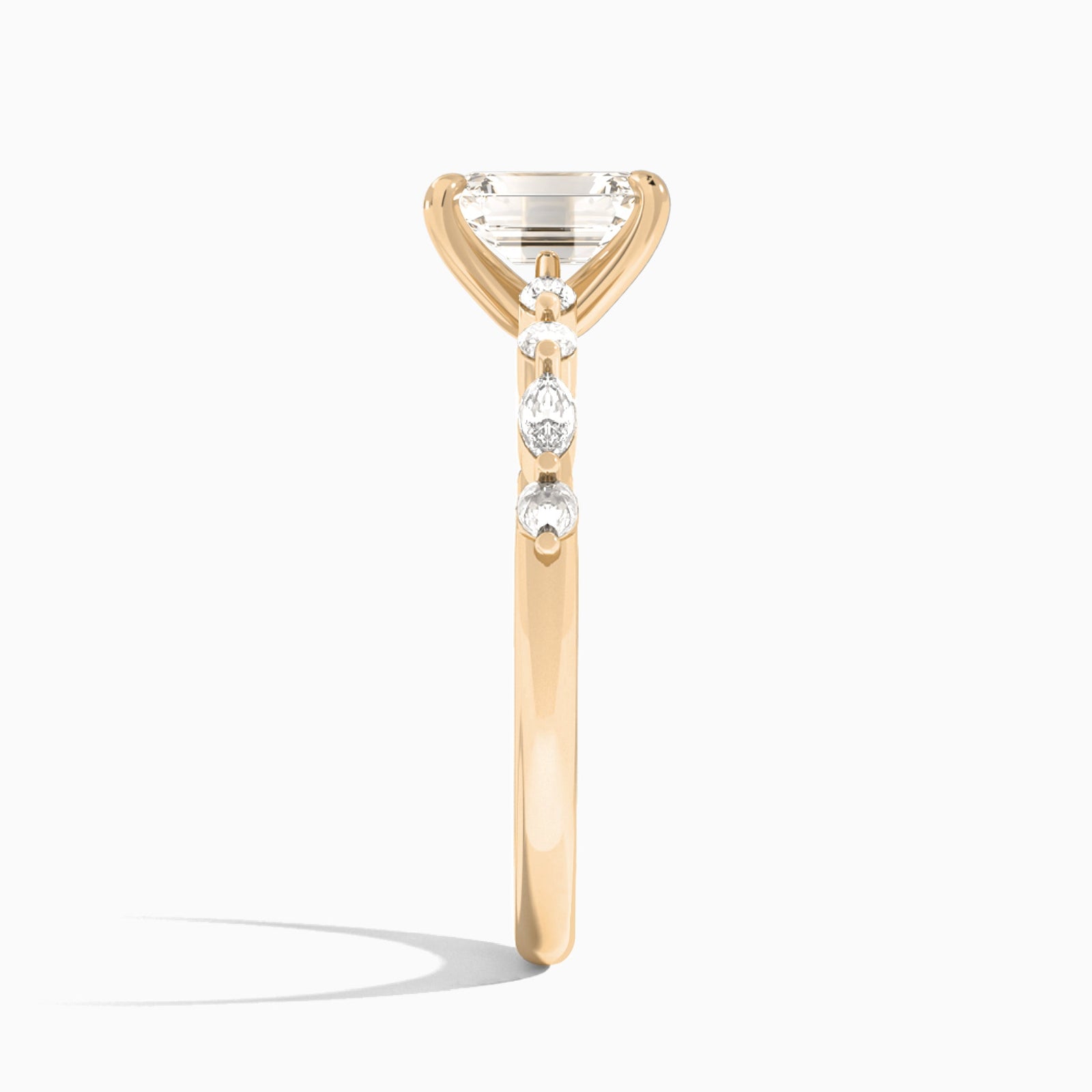 Emerald Chateau Lab Grown Diamond Engagement Ring In 14K Rose Gold, Side View