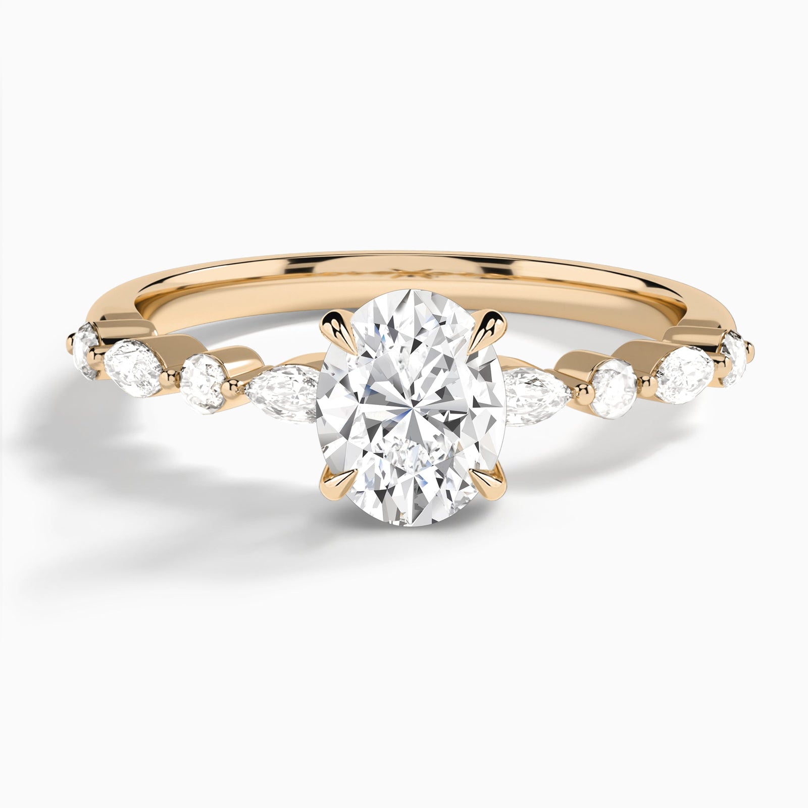 Oval Chateau Lab Grown Diamond Engagement Ring In 14K Rose Gold - Lucenjuri