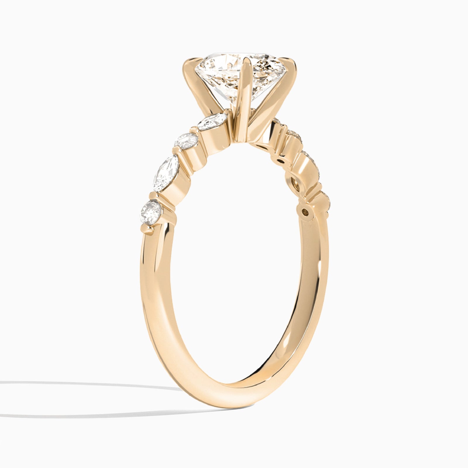 Oval Chateau Lab Grown Diamond Engagement Ring In 14K Rose Gold, Angle View