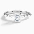 Asscher Chateau Lab Grown Diamond Engagement Ring In 18K White Gold - Lucenjuri