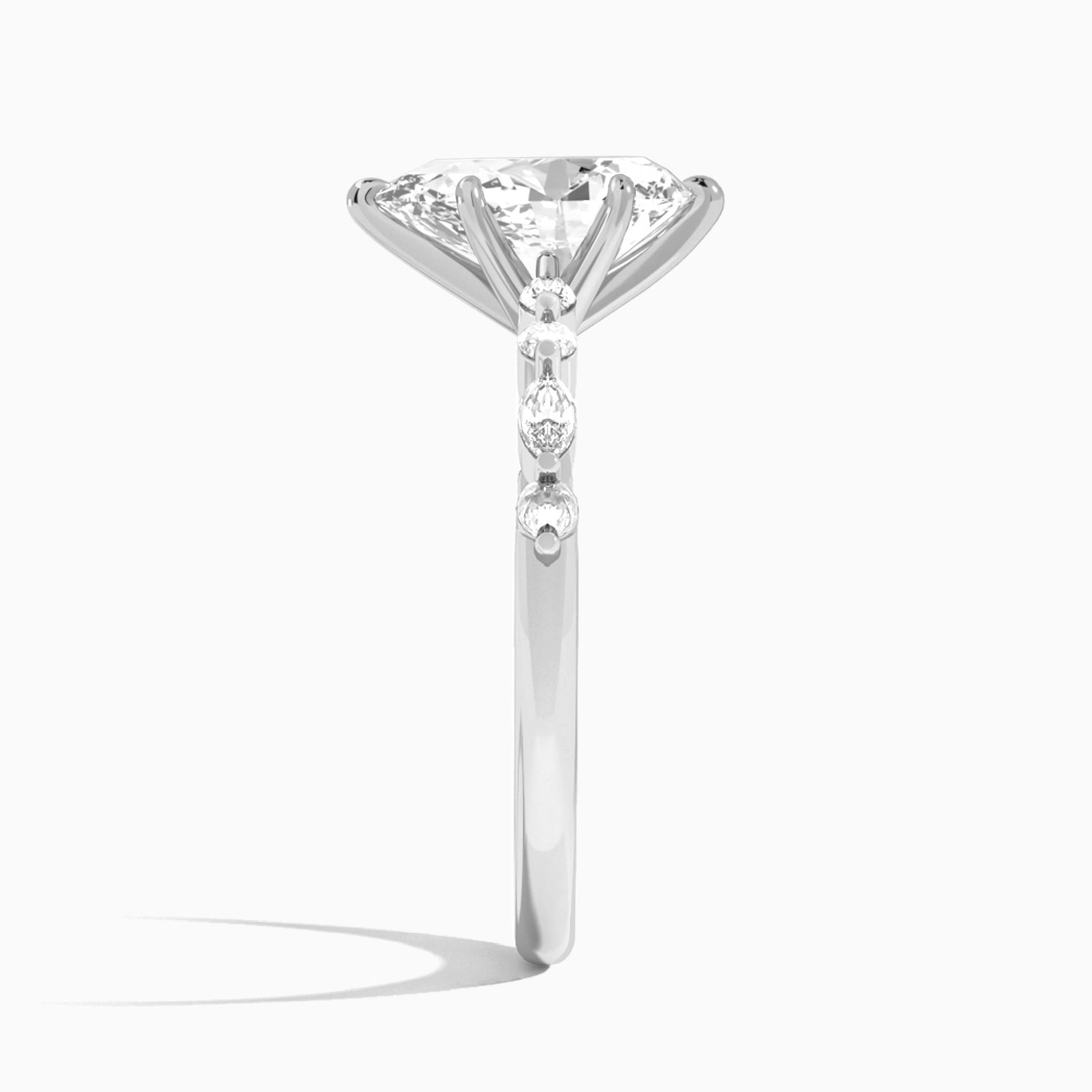 Pear Chateau Lab Grown Diamond Engagement Ring In 14K White Gold, Side View